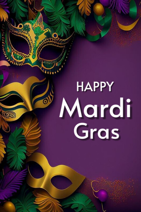 Modern & Minimal Happy Mardi Gras Poster Template | PosterMyWall