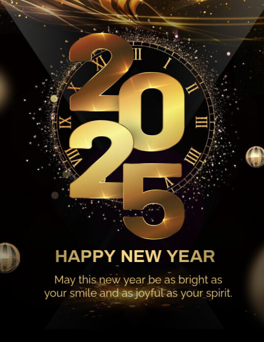 Modern & Minimal Happy New Year 2025 Template Design Flyer (us Letter ...
