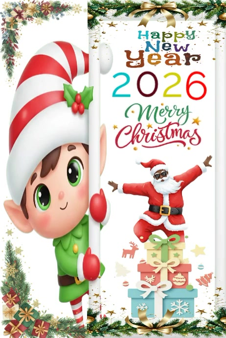 Modern & Minimal Happy New Year 2026 And Merry Christmas Poster ...