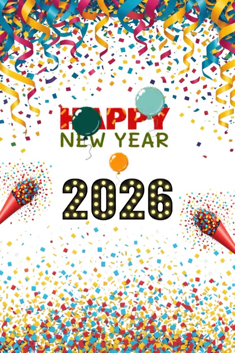 Modern & Minimal Happy New Year 2026 Poster Template | PosterMyWall