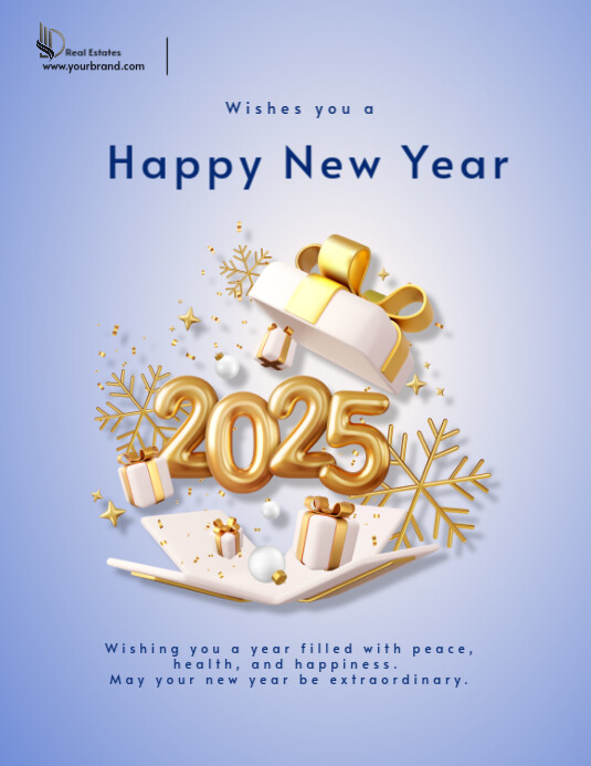 Copy of Modern & Minimal Happy New Year Company Brand Holiday Greetings ...