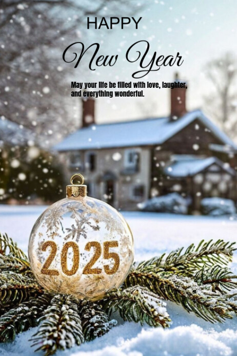 Modern & Minimal Happy New Year Poster Template | PosterMyWall