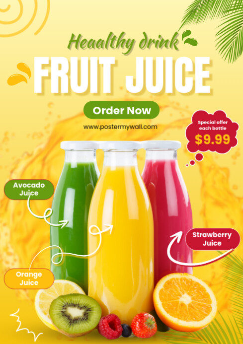 Modern & Minimal Healthy Drink Menu A4 template