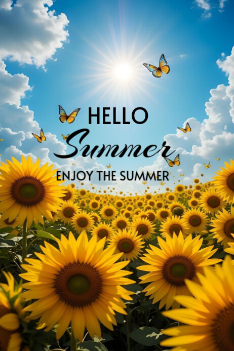 Modern & Minimal Hello Summer  Poster โปสเตอร์ template