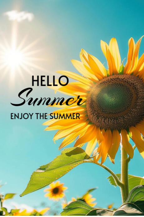Modern & Minimal Hello Summer  Poster Cartaz template