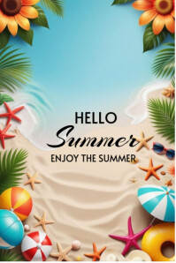 Modern & Minimal Hello Summer  Poster template