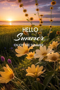 Modern & Minimal Hello Summer  Poster template