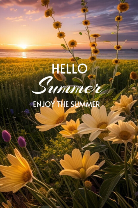 Modern & Minimal Hello Summer  Poster template