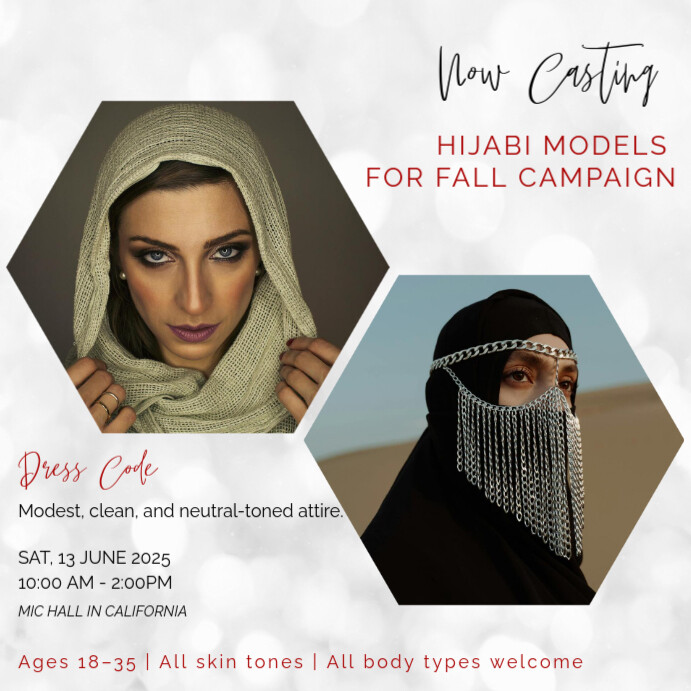 Modern & Minimal Hijabi Model Call Template Instagram Post
