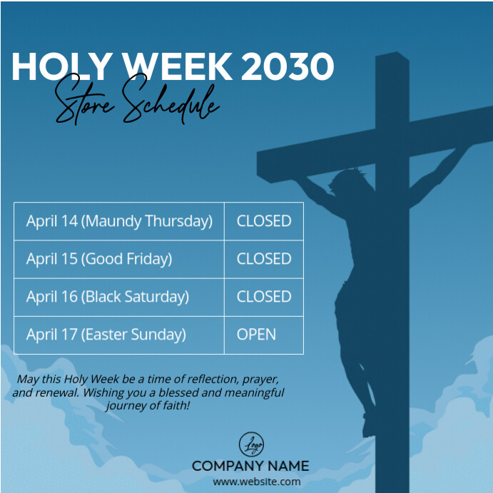 Plantilla de Modern & Minimal Holy Week Schedule Instagram Post ...