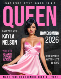 Modern & Minimal Homecoming Queen Magazine Cover Style Template Flyer (us Letter)