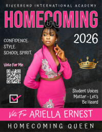 Modern & Minimal Homecoming Queen Magazine Cover Style Flyer Flyer (us Letter) Volante (Carta US) template