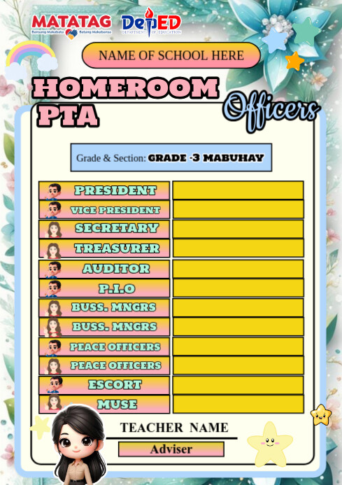 Copy of Modern & Minimal Homeroom Pta Officers Poster A4 | PosterMyWall