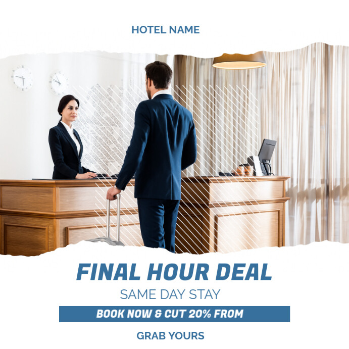 Insta Post Booking Example Modern & Minimal Hotel Booking Deal Ad Instagram Post Template ...