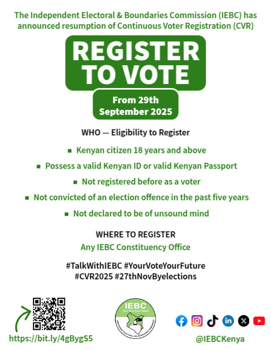 Registration Vote Design Modern & Minimal IEBC Voter Registration Flyer (us Letter) Template ...