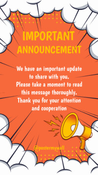 Vermelho Important Announcement Instagram Story Template