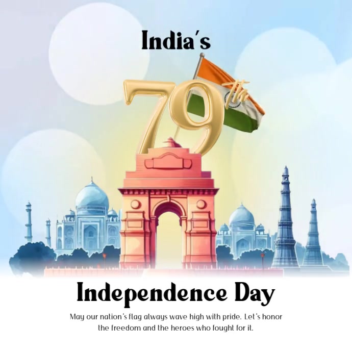 Modern & Minimal Independence Day Video Wish Flyer Design Instagram Post template