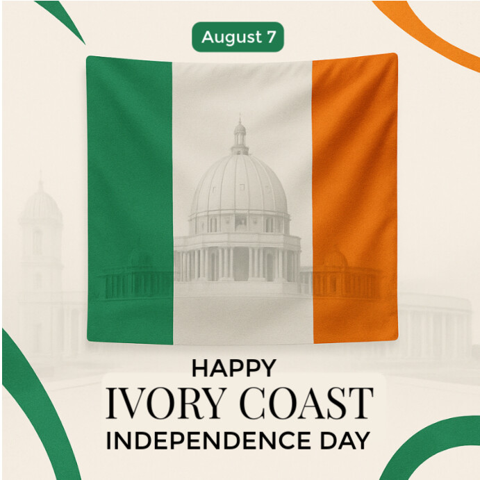 Modern & Minimal Ivory Coast Independence Day Greeting Card  Instagram Post template