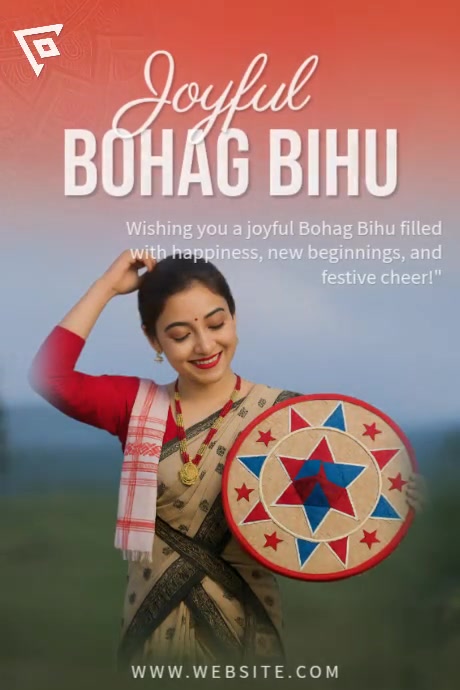 Modern & Minimal Joyful Bohag Bihu Festival  Poster template