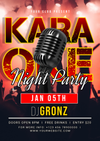 Modern & Minimal Karaoke Night Party A1 template