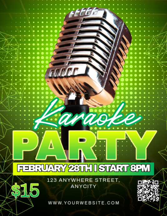 Modern & Minimal Karaoke Party Pamflet (letter As) Flyer (US Letter) template