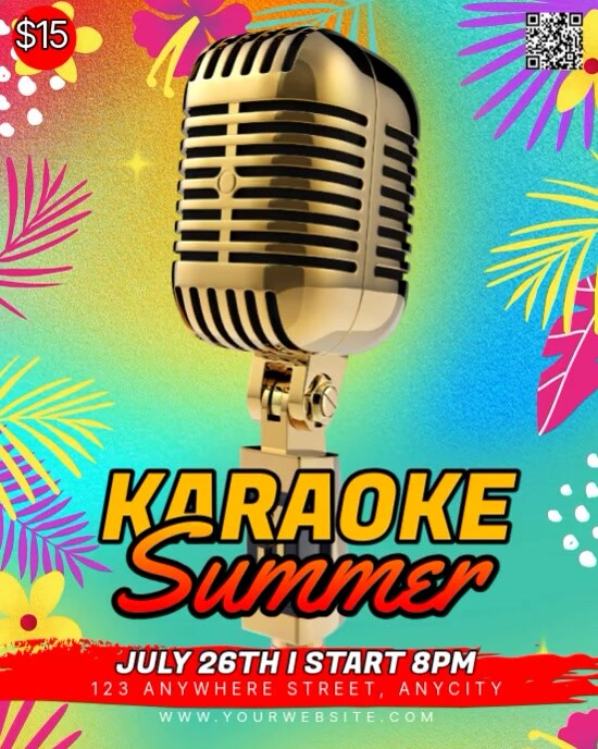 Modern & Minimal Karaoke Summer Instagram Portrait template