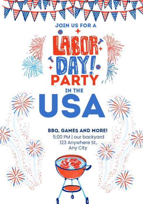 Modern & Minimal Labor Day Calebration Invitation A4 template