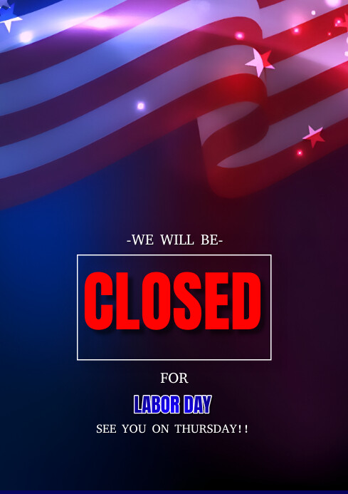 Modern & Minimal Labor Day Closed Banner A4 template