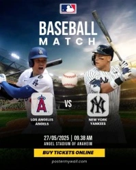Modern & Minimal Los Angeles Angels Vs New York Yankees Match Instagram Portrait template