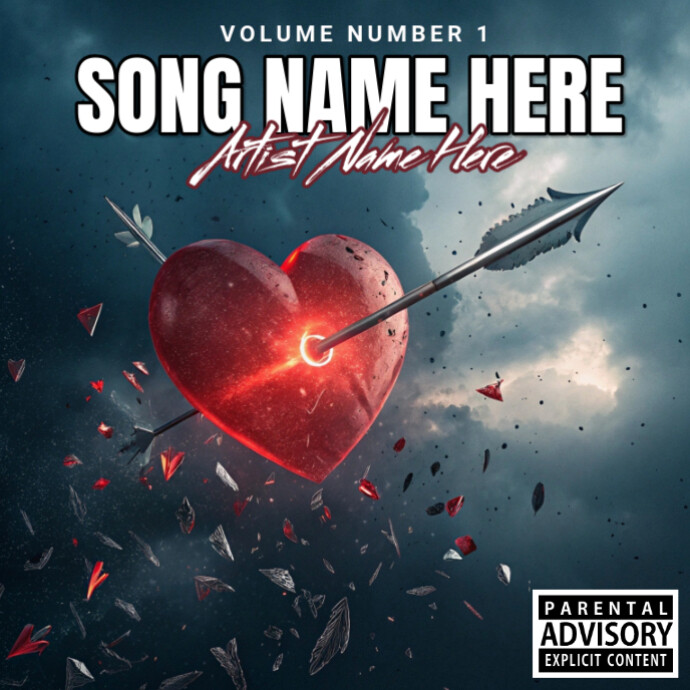 Modern & Minimal Lover Heart Sad Song Album Cover 专辑封面 template
