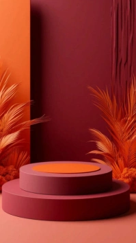 Modern & Minimal Luxury Orange & Maroon Stage Background | Elegant Birthday & Event Flyer Template D Display digitale (9:16)