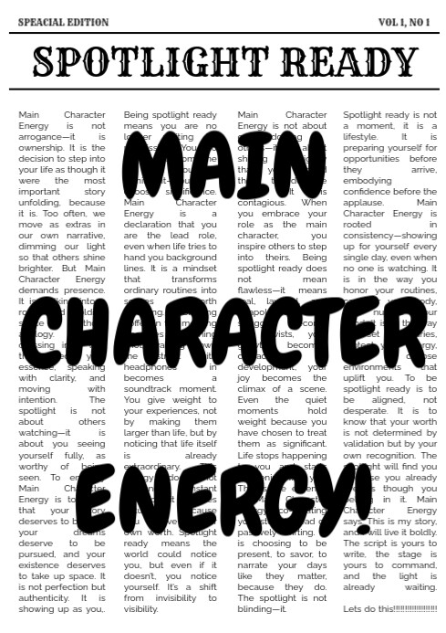 Modern & Minimal Main Character Energy Retro Newspaper Print A1 template