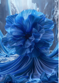 Modern & Minimal Majestic Blue Bloom | Elegant Floral Dream Background A4 template