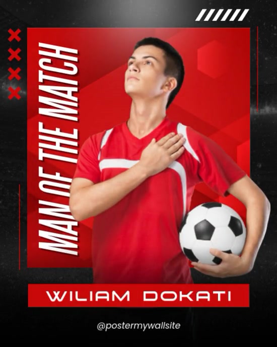 Modern & Minimal Man Of The Match Soccer Instagram Portrait template