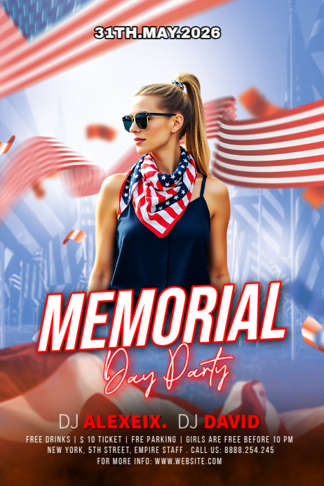 Modern & minimal memorial day party poster Template | PosterMyWall