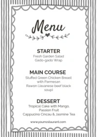 Modern & Minimal Menu  A4 template