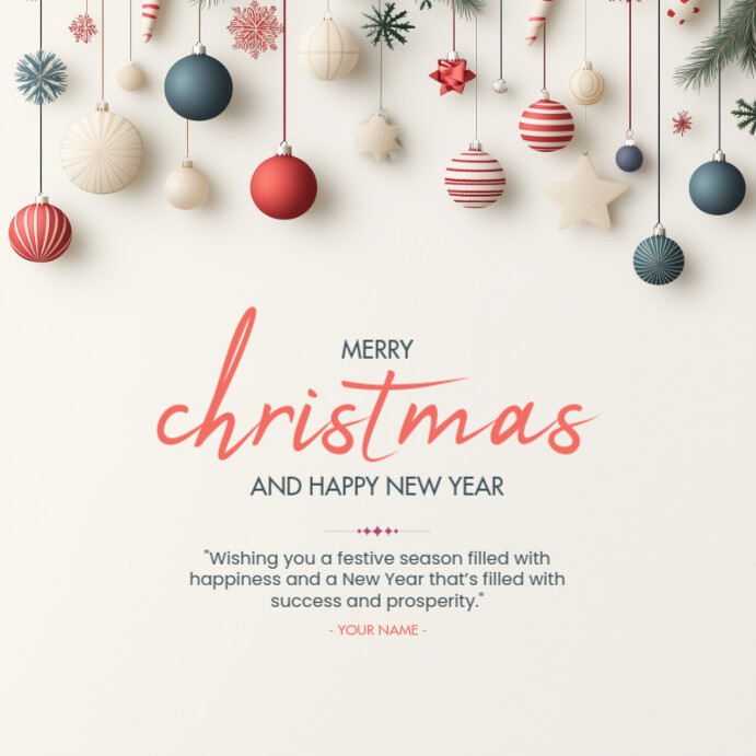 Modern & Minimal Merry Christmas And Happy New Year Instagram Post ...