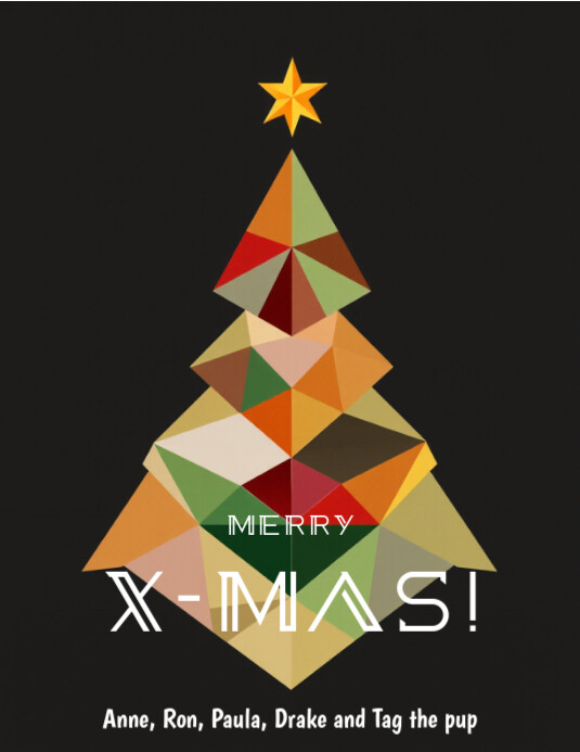 Modern & Minimal Merry X-mas Greeting Card (us Letter) template