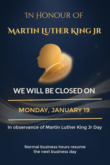 Modern & Minimal Mlk Day Business Closure Notice Poster Template ...