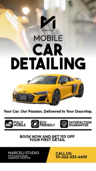 White Car Detailing Service Digitalt display Template