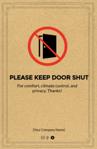 Modern & Minimal Modern "keep Door Shut" Sign Template  Tabloid