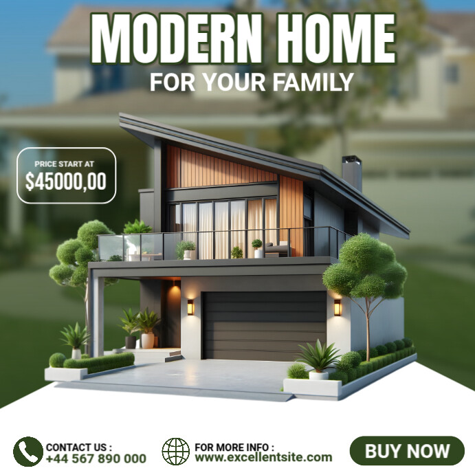 Modern & Minimal Modern Home For Sale Instagram Post Template ...
