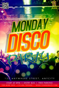 Modern & Minimal Monday Disco Party Poster Plakkaat template