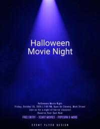 Modern & Minimal Moody Violet Gradient Visual For Halloween Movie Screening Flyer (us Letter) Pamflet (Letter AS) template
