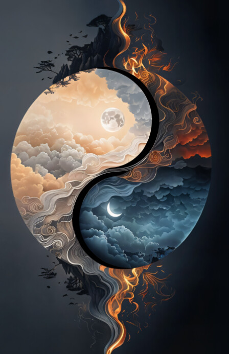 Modern & Minimal Moonlight Digital Artwork  Tabloid 小报 template