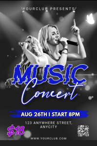 Modern & Minimal Music Concert  Poster Póster template