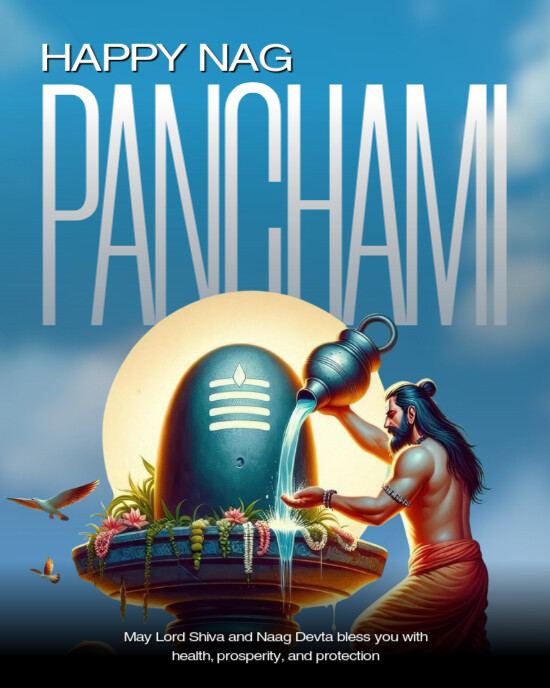 Modern & Minimal Nag Panchami & Maha Shivratri Online Wish Flyer Design Instagram Portrait template