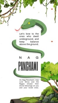 Modern & Minimal Nag Panchami Video Wish Flyer Template Design Instagram Story