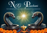 Modern & Minimal Nag Panchami Video Wish Flyer Design Postcard Postal template