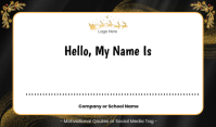 Modern & Minimal Nametag Black And Gold Design For Christmas Look Pro Tanda template